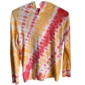 Crewcuts Tie Dye Yellow Orange White 100%Cotton Hoodie Boys XL 12-14 EUC